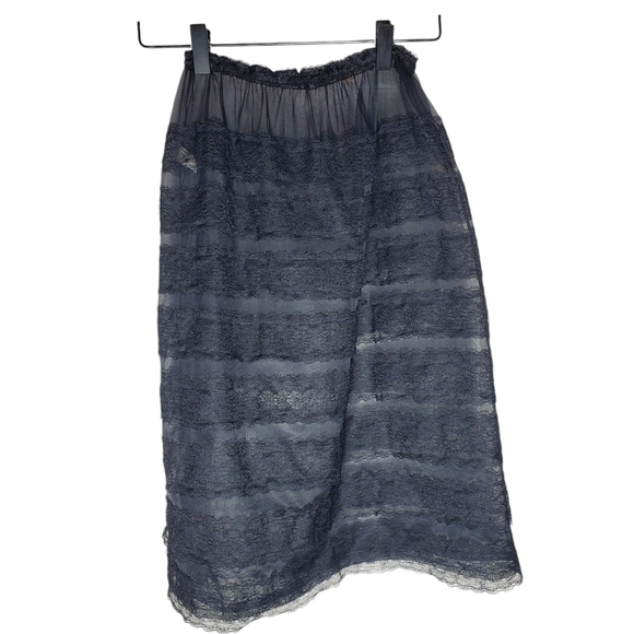 Vintage 50s 60s Van Raalte Half Slip Skirt Sheer Mesh Floral Lace Black XS Small - Picture 1 of 9